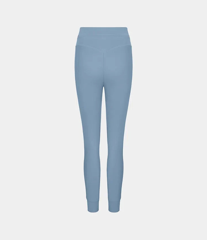 SoftlyZero Plush med hög midja dragsko ficka enfärgad fullängd joggingbyxor