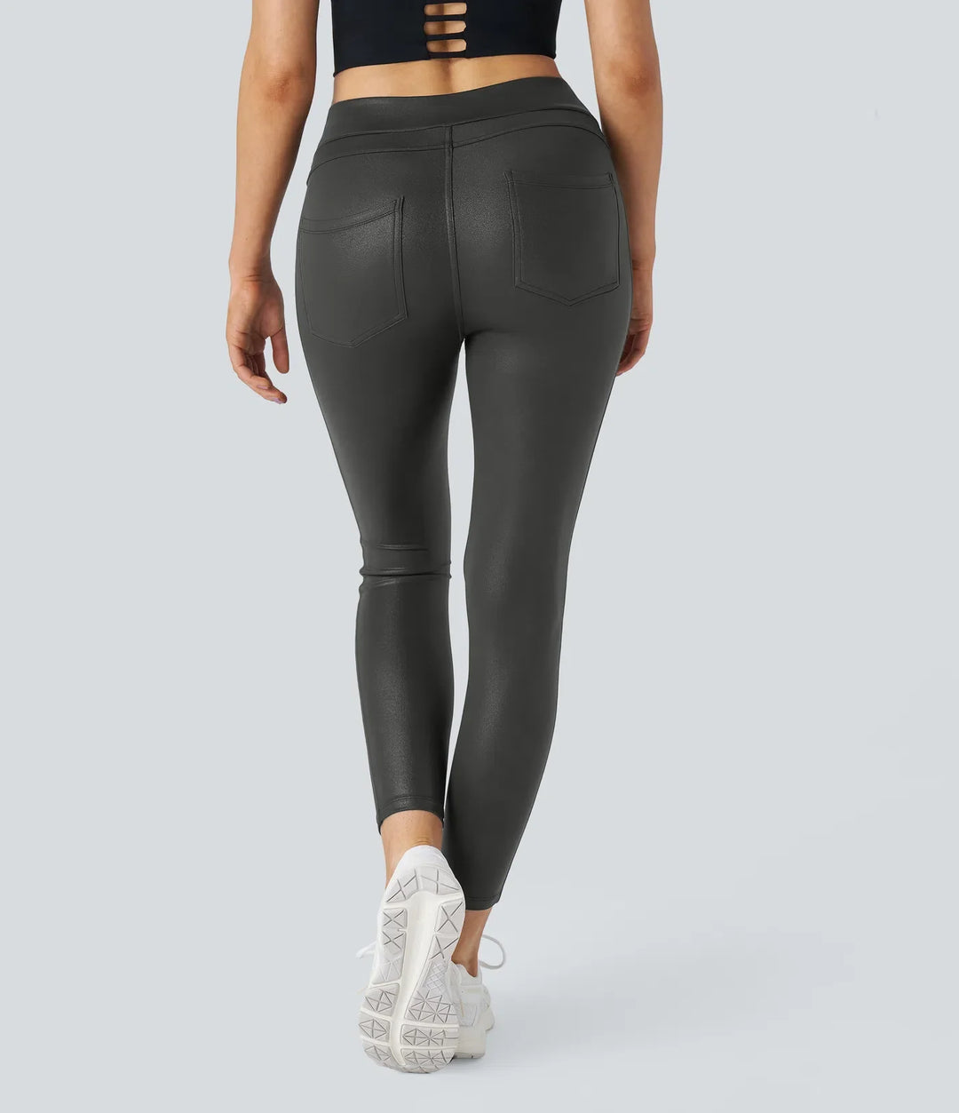 SoftlyZero konstläder högmidjad ficka arbete leggings