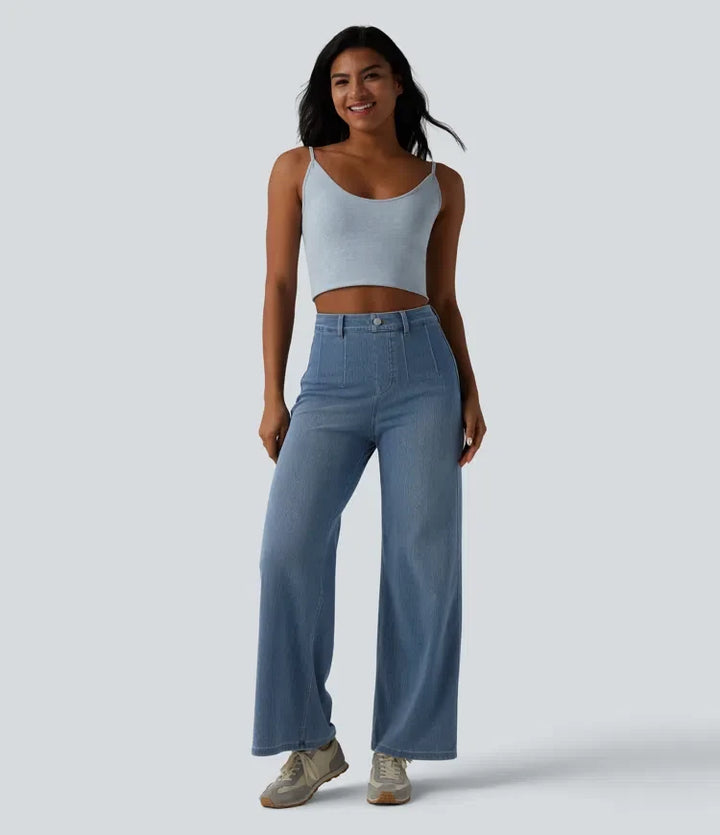 Halara Flex kurvig med hög midja och magkontroll vida ben vardagsjeans med fickor