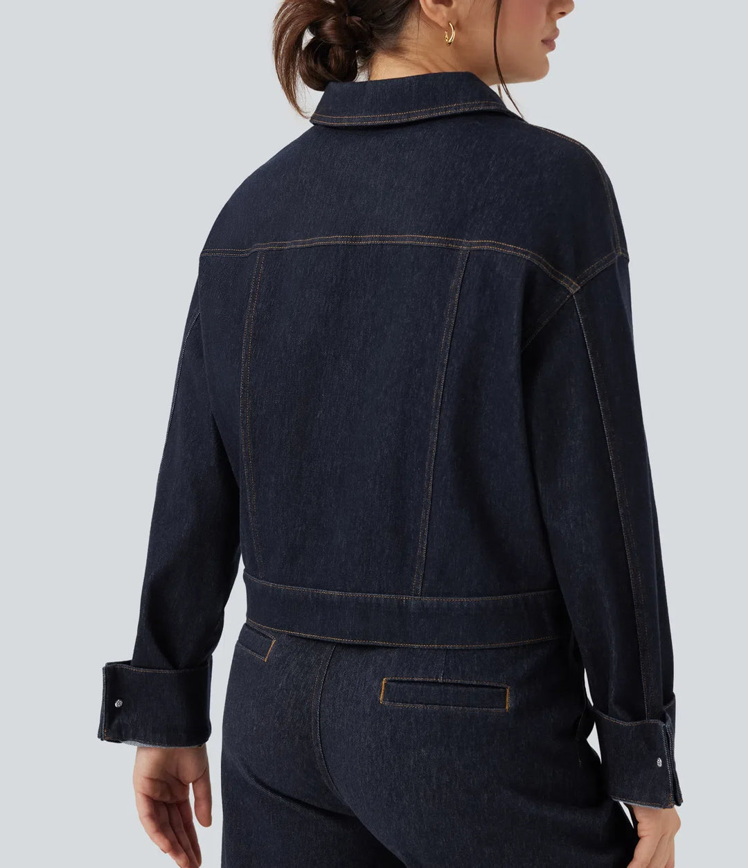 Lyckera Flex krage långärmad denim vardaglig jacka