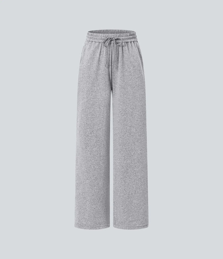 Högmidjad dragsko ficka vida ben baggy vardagsbyxor