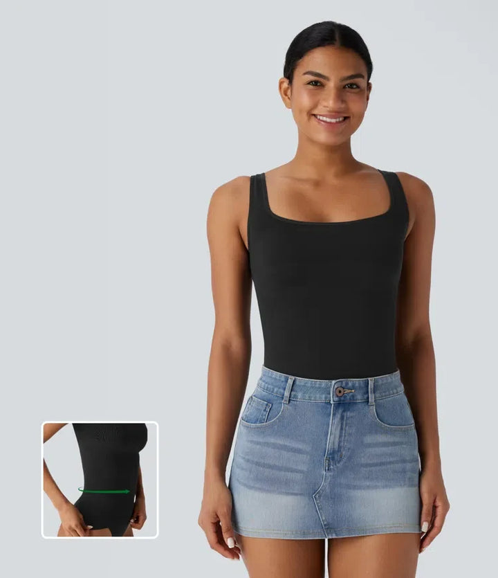OneForm sömlös följsam fyrkantig halsringning avkoppling shapewear linne