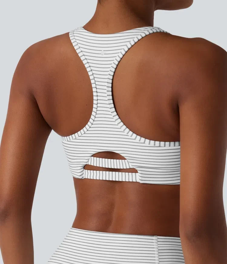 Medium stöd racerback ränder träningssport-BH