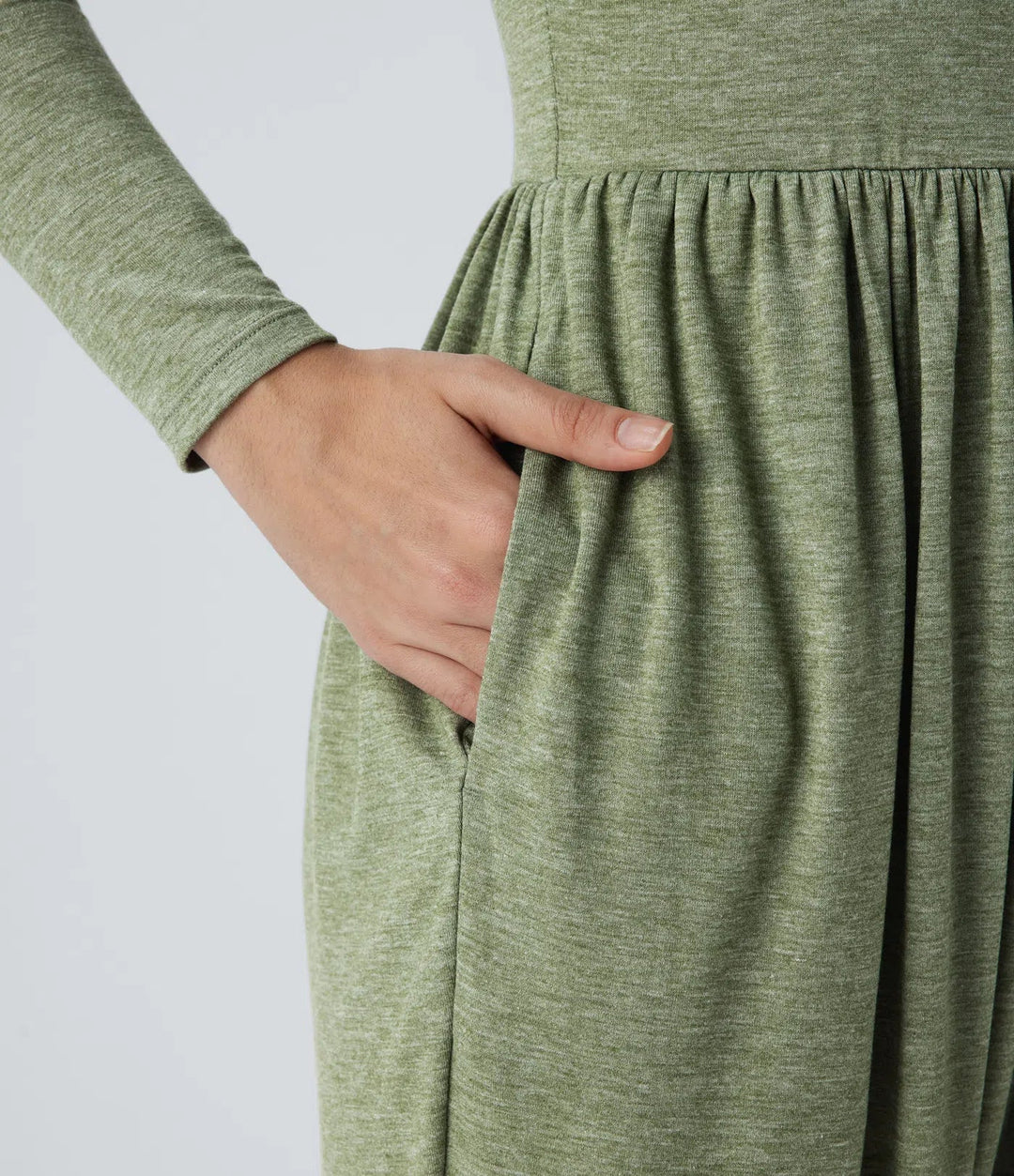 Djup rund halsringning ficka vardaglig harem jumpsuit