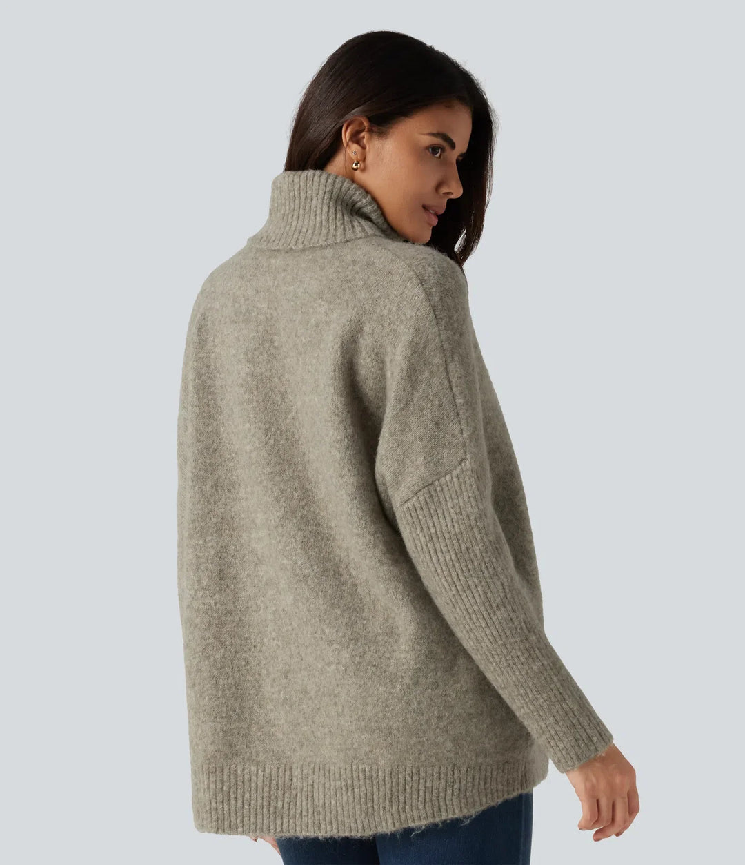 Hög hals långärmad oversized vardaglig tröja