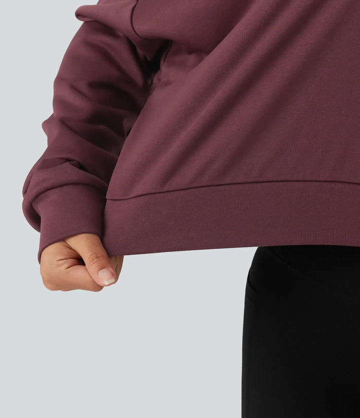 V-ringad långärmad boxig avkoppling sweatshirt