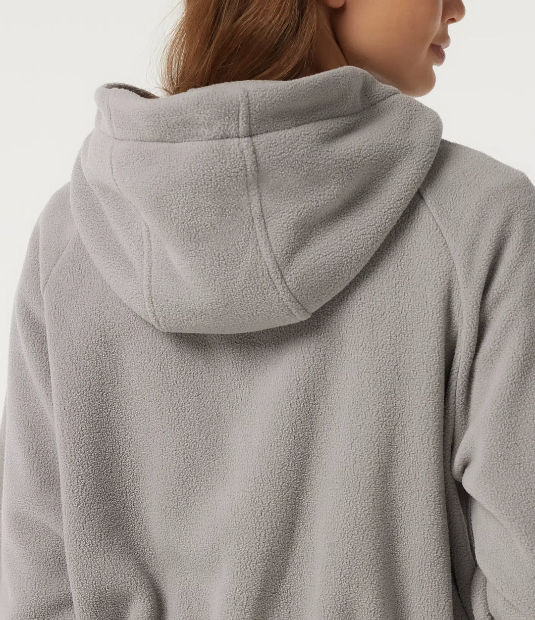 Med huva långärmad dragsko rundad fåll fleece vardaglig kappa med fickor