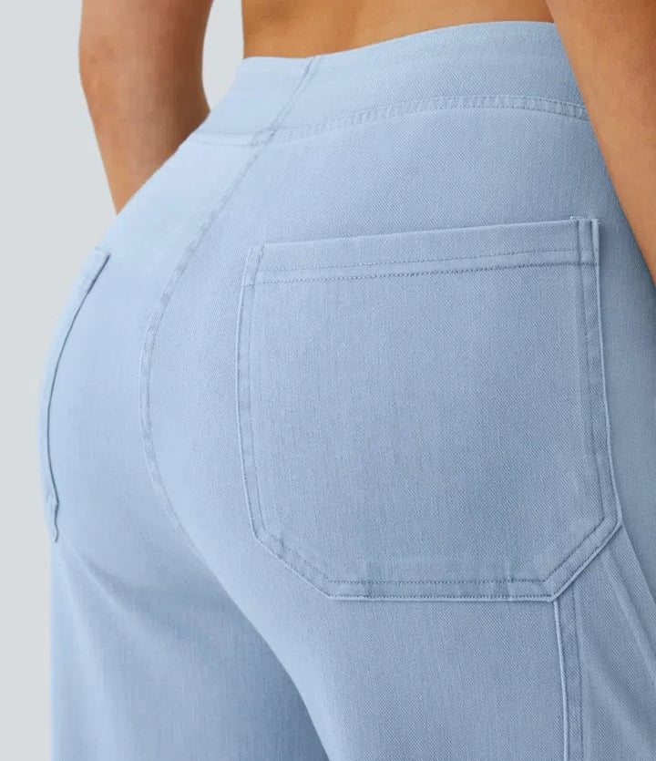 Halara Flex med medelhög midja fickor raka ben för vardag cargo jeans