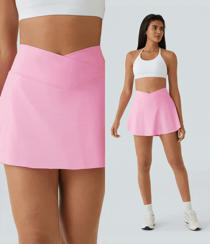 SoftlyZero Airy omlottmodell med ficka 2-i-1 InstantCool tenniskjol – Lucid – längre modell