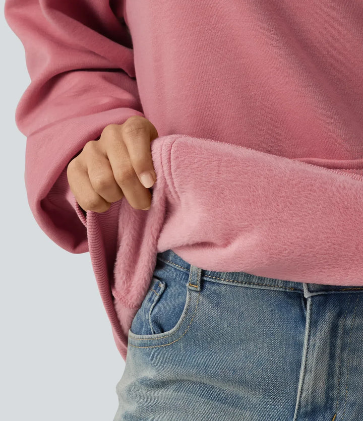 Med huva långärmad fleece vardaglig sweatshirt