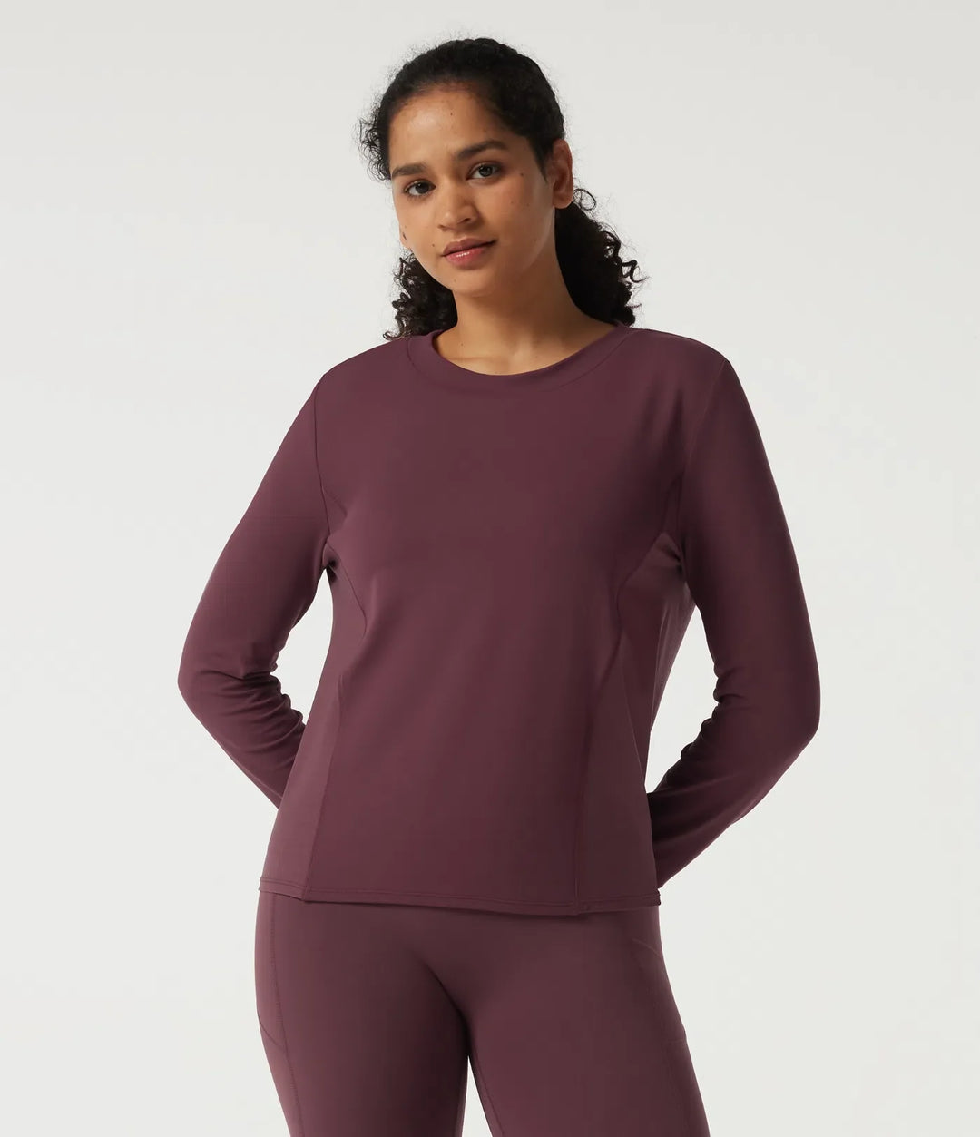 Rund hals långärmad kontrastmesh snabbtorkande träning sweatshirt