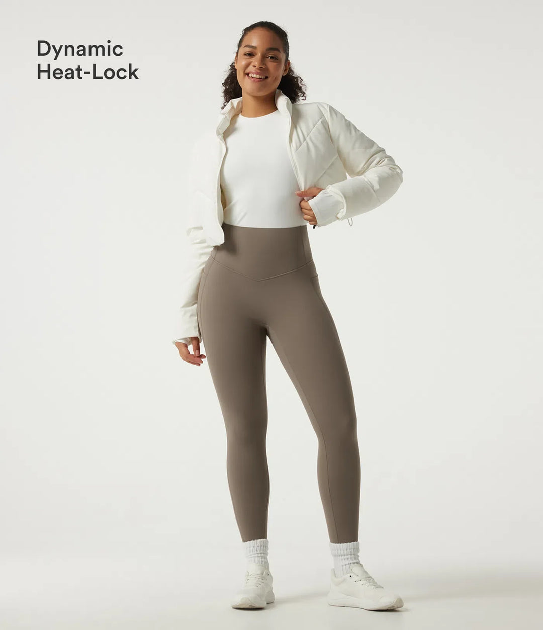 Lyckera UltraSculpt Heat högmidjad magkontroll fleece yogaleggings med fickor