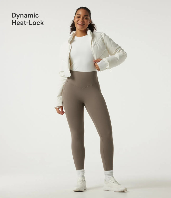 Lyckera UltraSculpt Heat högmidjad magkontroll fleece yogaleggings med fickor