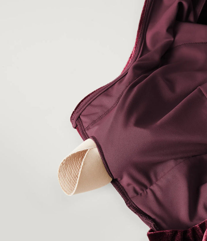 V-ringad rynkat vida ben sammet fest jumpsuit med inbyggd BH och fickor -Easy Peezy Edition