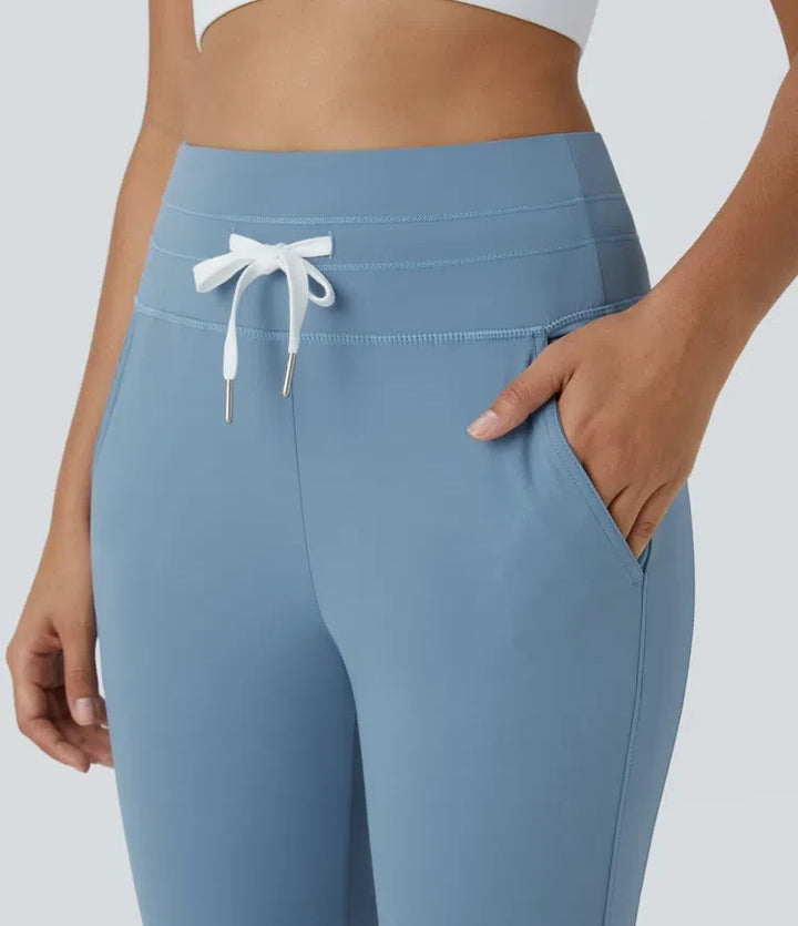 SoftlyZero mjuk plysch högmidjad dragsko ficka enfärgad hellång joggers