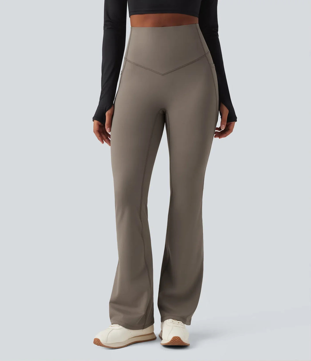 Lyckera UltraSculpt Heat högmidjad magkontroll fleece formande yoga bootcut leggings med fickor