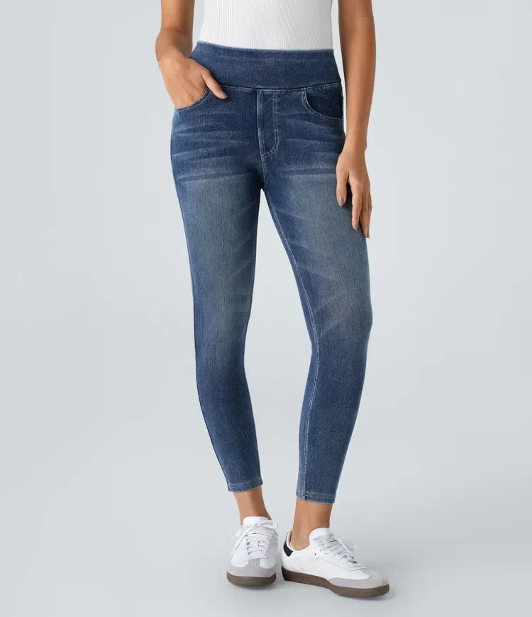 Halara Flex med hög midja och fickor denim vardagsleggings