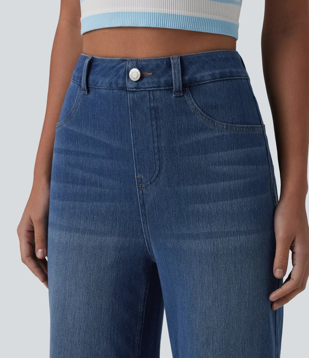 Halara Flex med hög midja formad lyft design raka ben vardagsjeans med fickor