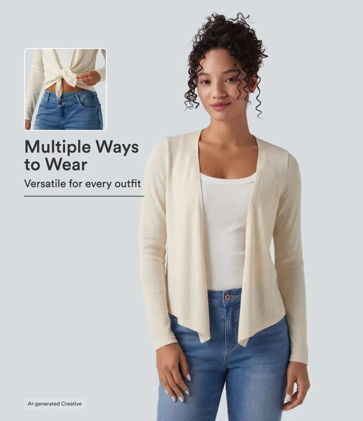 Öppen front långärmad vardaglig cardigan