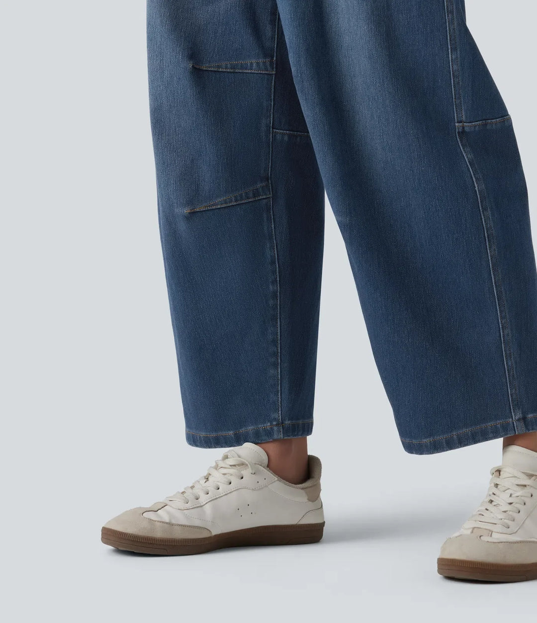 Halara Flex med låg midja dragkedja fickor ballongformade ben vardagsjeans