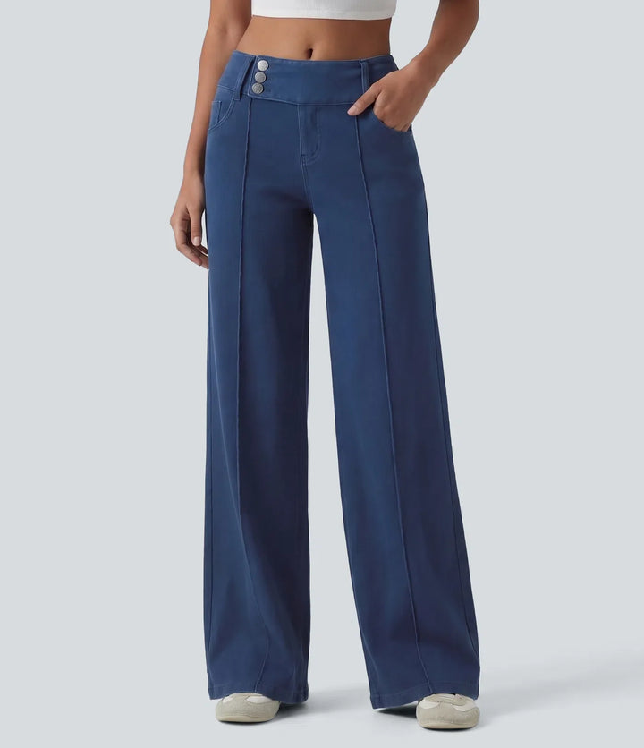 Halara Flex med låg midja raka ben färgglad jeans för arbete med fickor