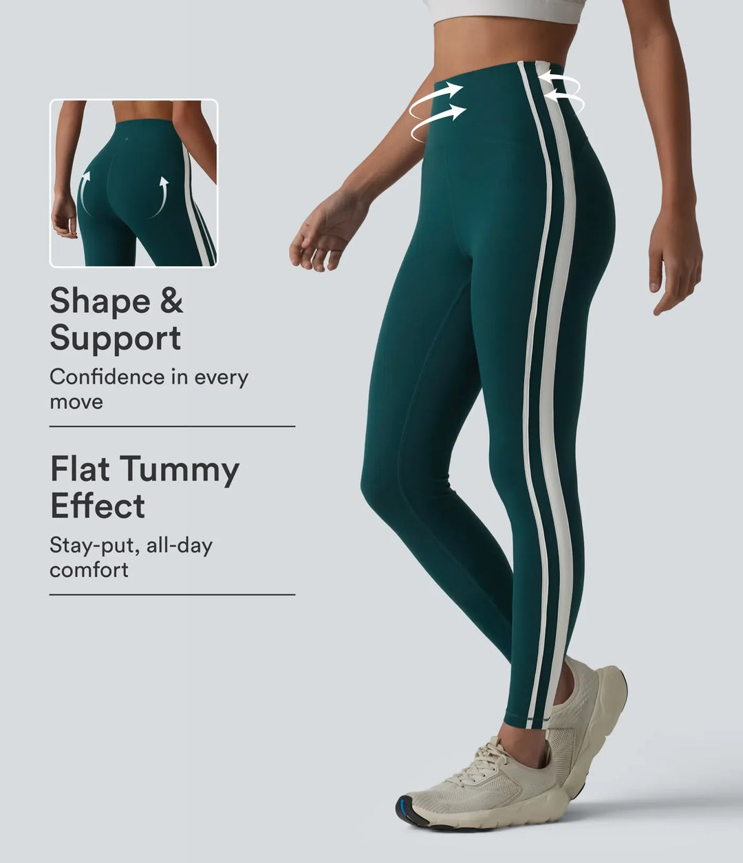 Halara Ultrasculpt med hög midja magkontroll sida rand yoga 7/8 leggings