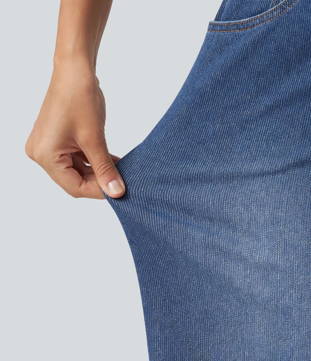 HalaraFlex med hög midja vida ben silver glans vardagsjeans med fickor