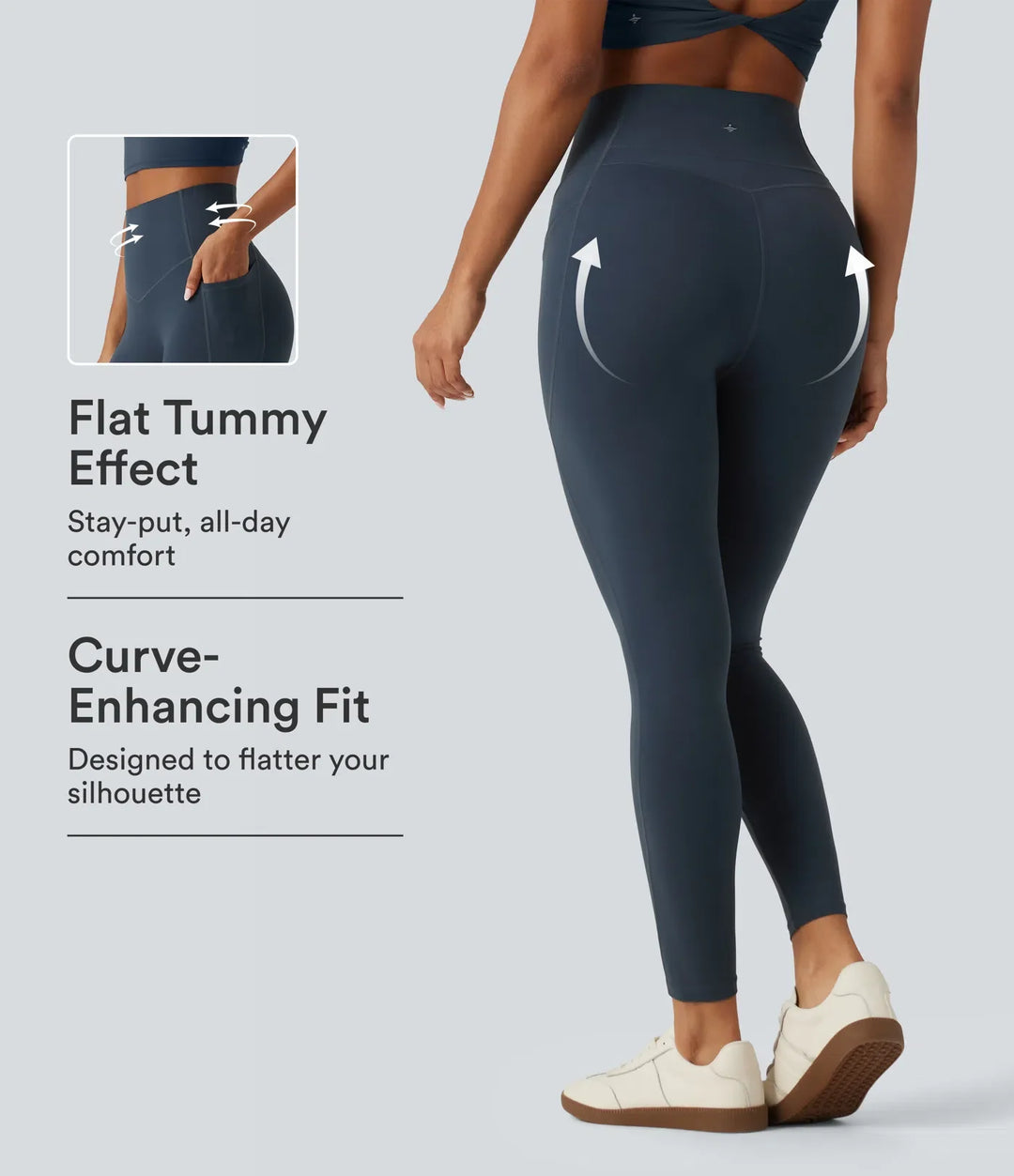 Lyckera UltraSculpt kurvig högmidjad magkontroll formande yogaleggings med fickor