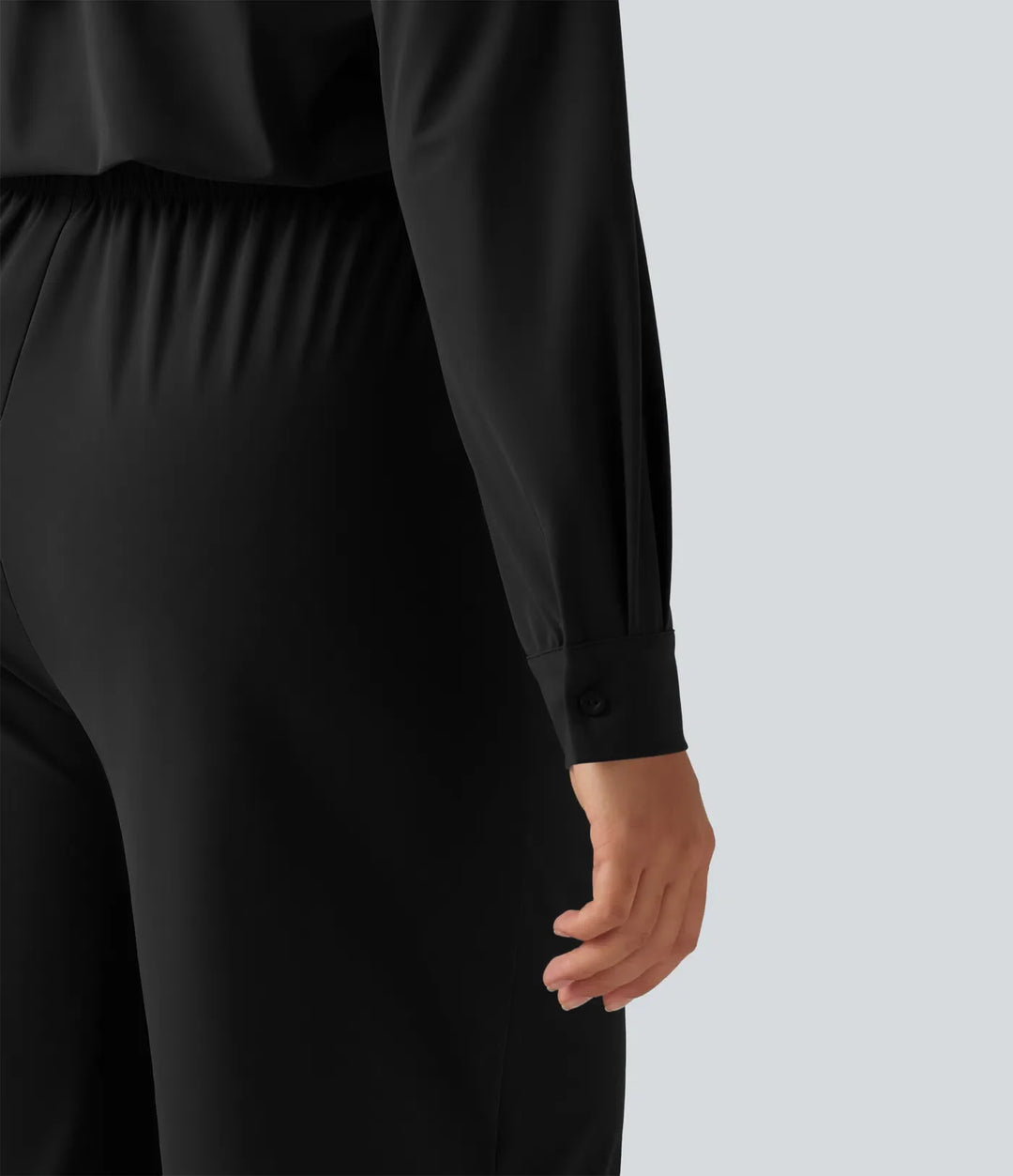 Långärmad raka ben arbetsskjorta jumpsuit med fickor-Easy Peezy Edition