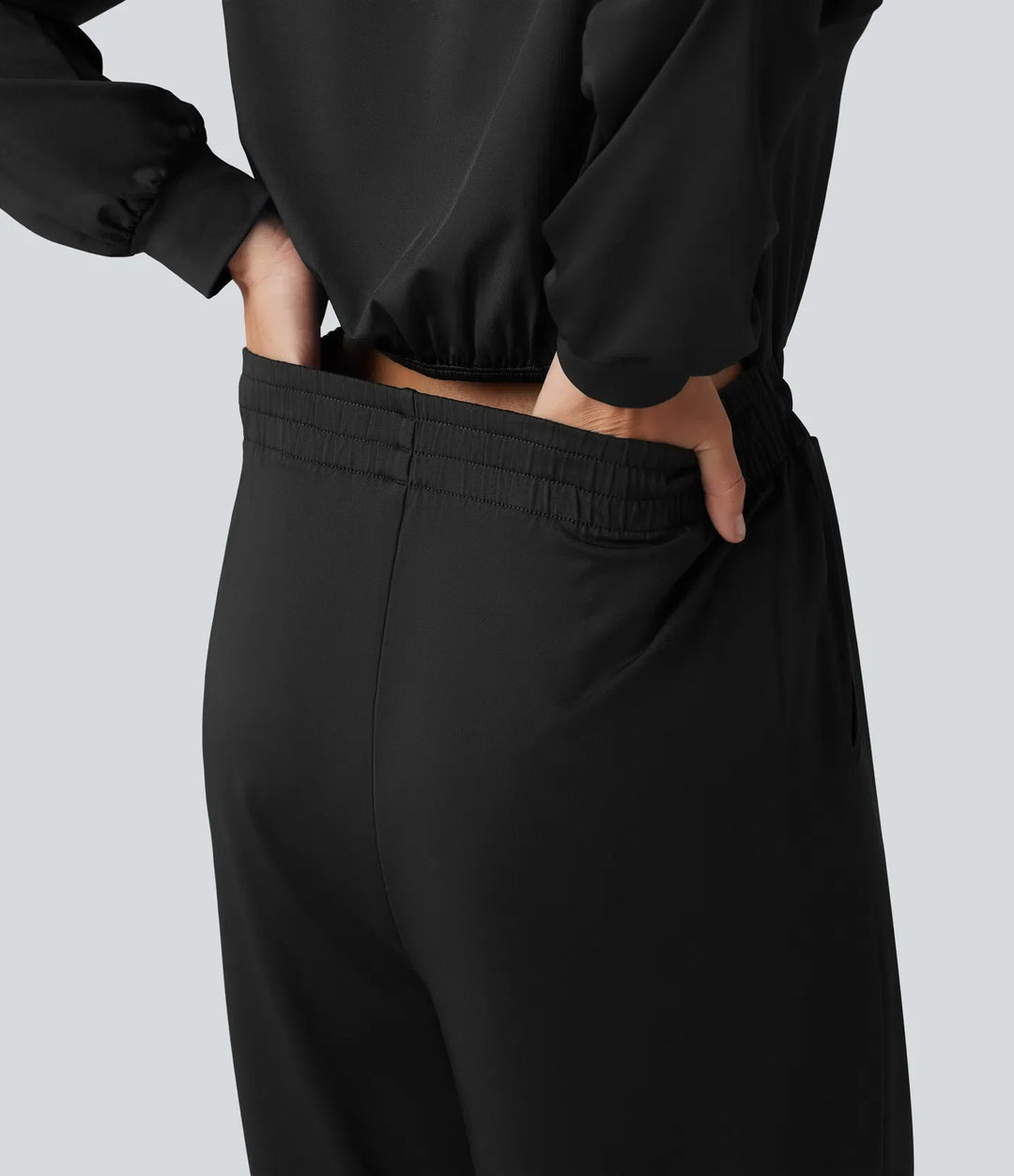 Enaxlad långärmad dragsko baggy vardaglig jumpsuit med fickor-Easy Peezy Edition