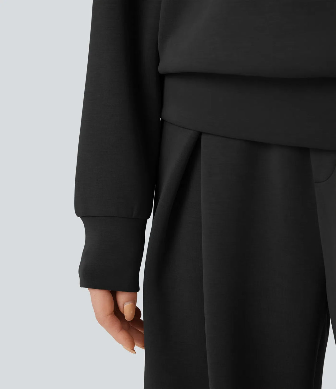 SpacerTek rund halsringning långärmad crossover rygg vardaglig sweatshirt