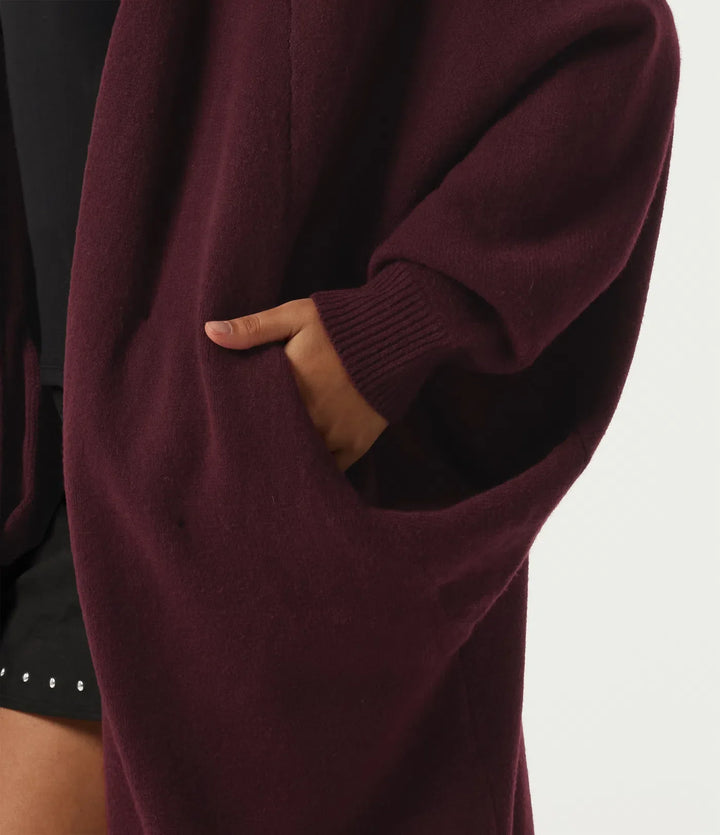 Lång raglanärm vardaglig cardigan med fickor