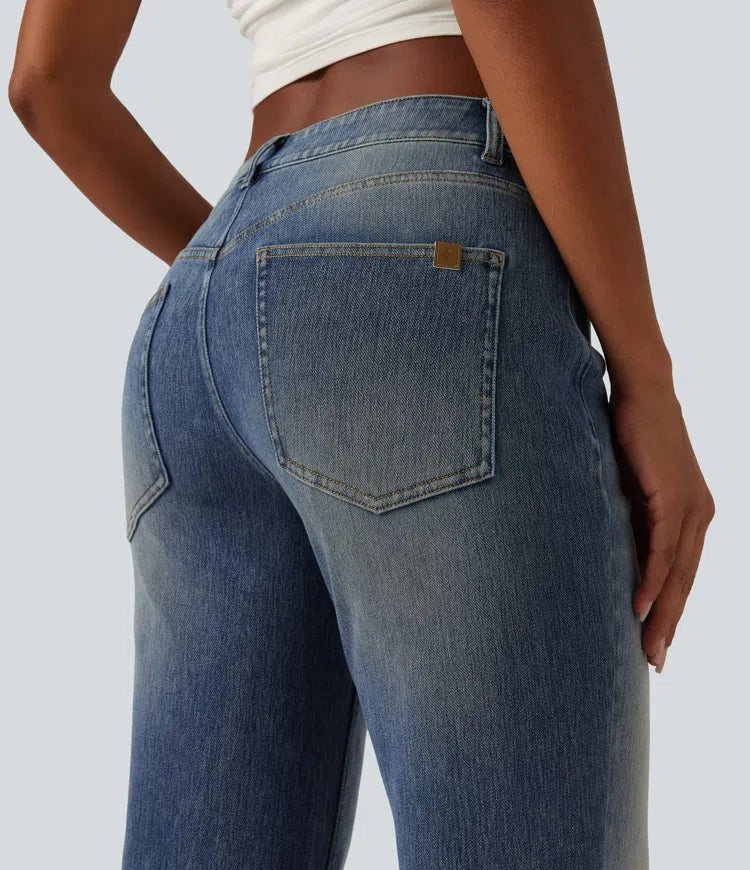 Halara Flex med låg midja utsvängd vardagsjeans med fickor