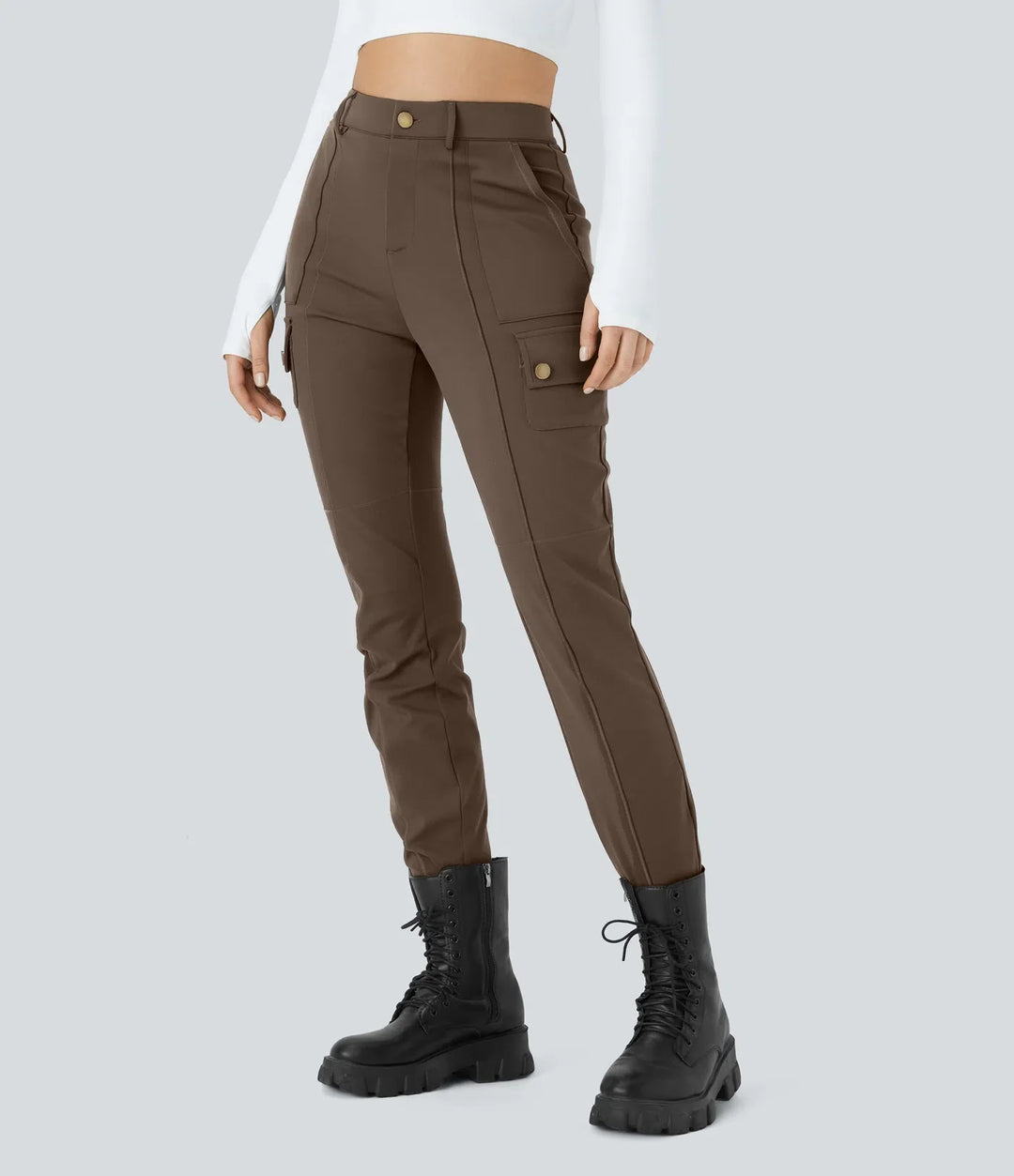 DayStretch högmidjad dragkedja fickor enfärgad skinny cargo byxor