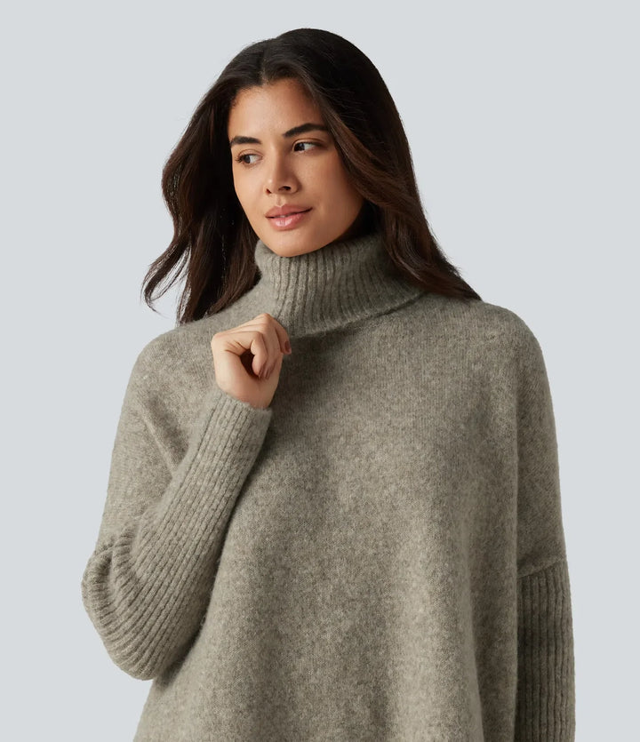Hög hals långärmad oversized vardaglig tröja