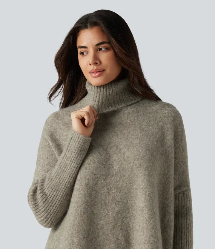 Hög hals långärmad oversized vardaglig tröja