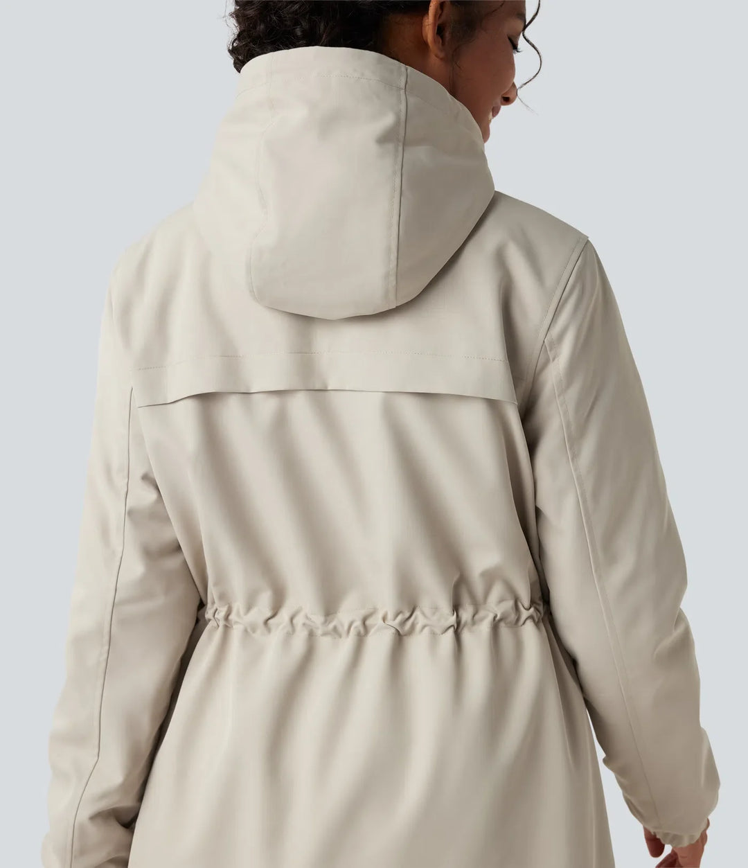 Med huva långärmad dragsko lång modell fleece vardaglig parkakappa med fickor