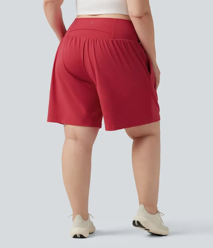 Plusstorlek SoftlyZero Airy med extra hög midja 2-i-1 InstantCool yogashorts 9&