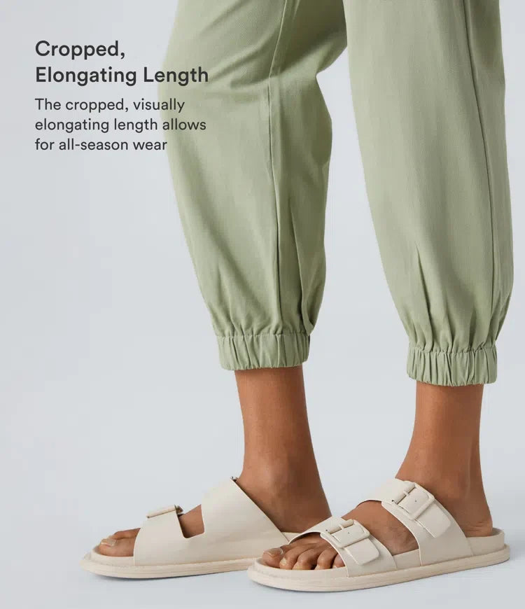 Medelhög midja vardaglig joggers med fickor