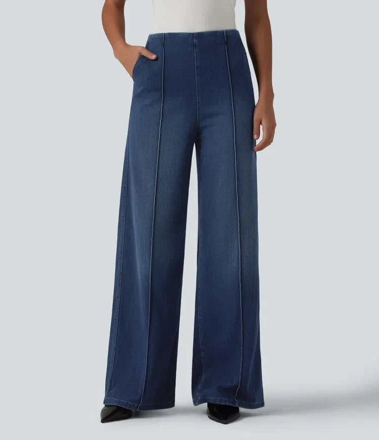Halara Flex med hög midja vida ben jeans för arbete med fickor