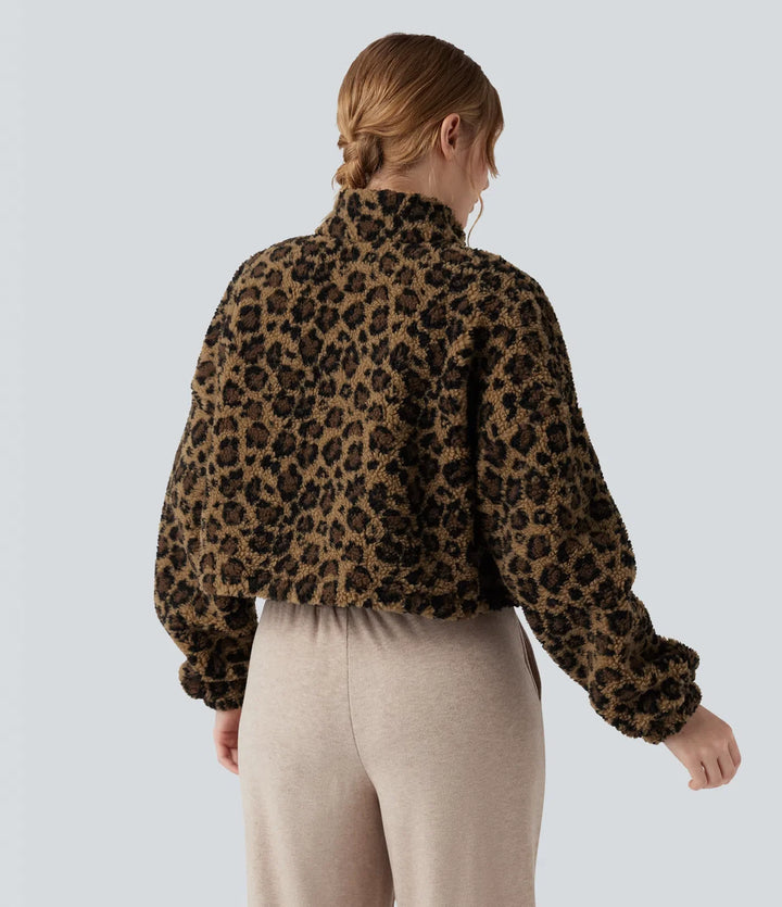 3-I-1 ståkrage långärmad tumhål jacka och dragsko fåll sherpajacka med fickor