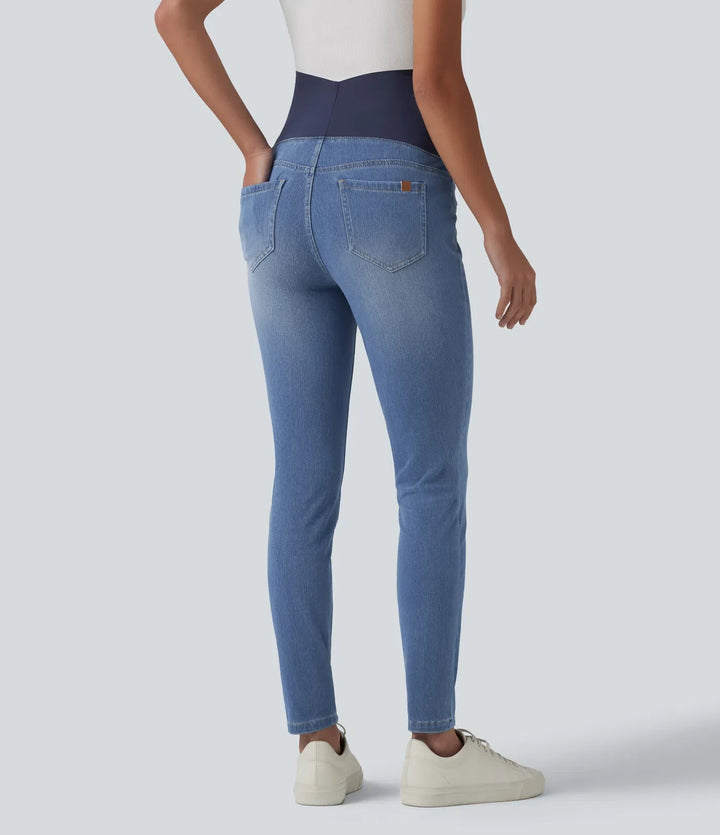 Halara Flex med extra hög midja smal 7/8 för vardag gravid jeans med fickor