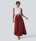Högmidjad rynkat fallande maxi vardagskjol