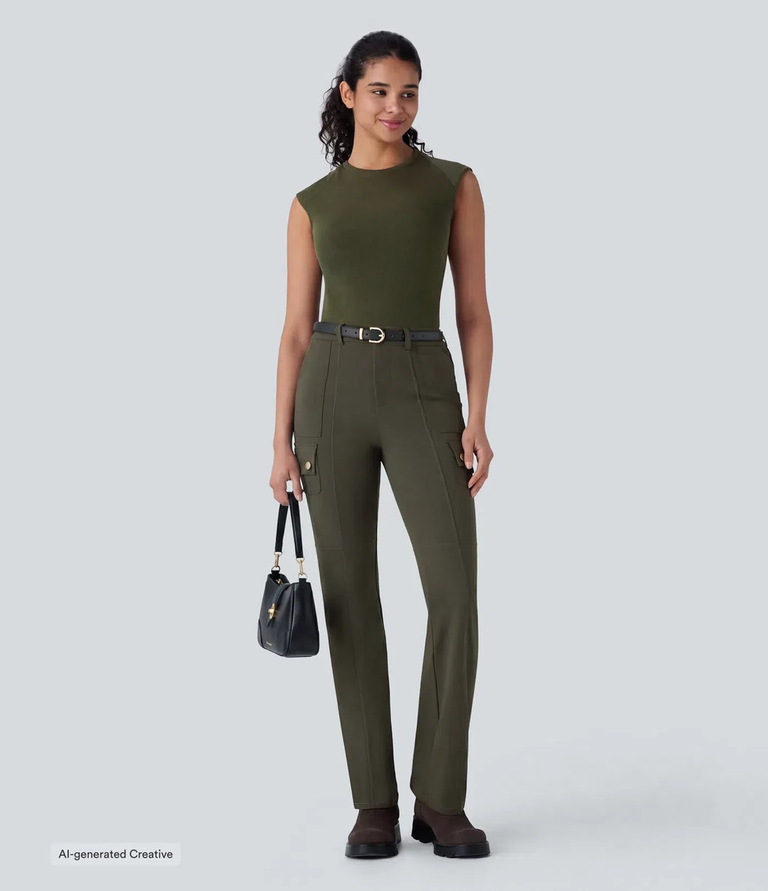 DayStretch med medelhög midja fickor vandring cargo bootcut byxor
