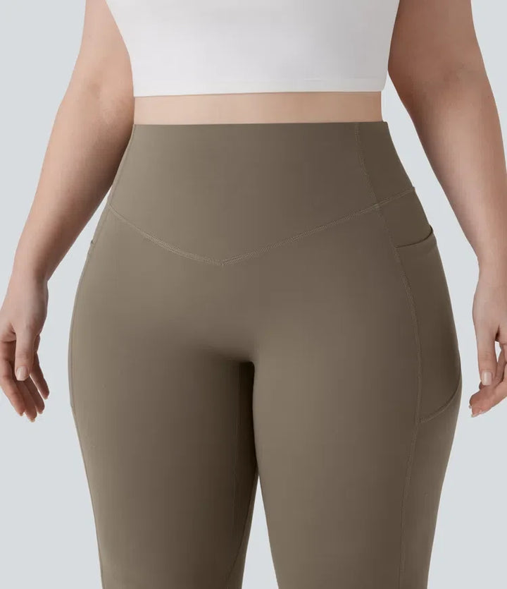 Lyckera UltraSculpt högmidjad scrunch med rumplyft magkontroll ficka formande yoga bootcut plusstorlek leggings