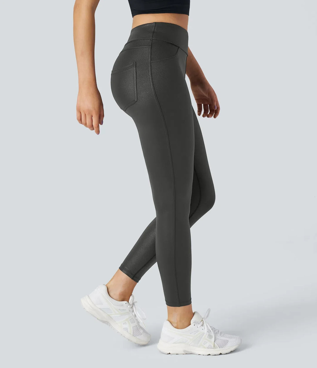 SoftlyZero konstläder högmidjad ficka arbete leggings