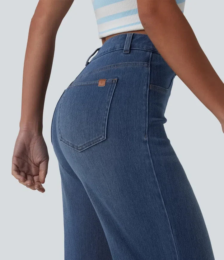 Halara Flex med hög midja formad lyft design raka ben vardagsjeans med fickor