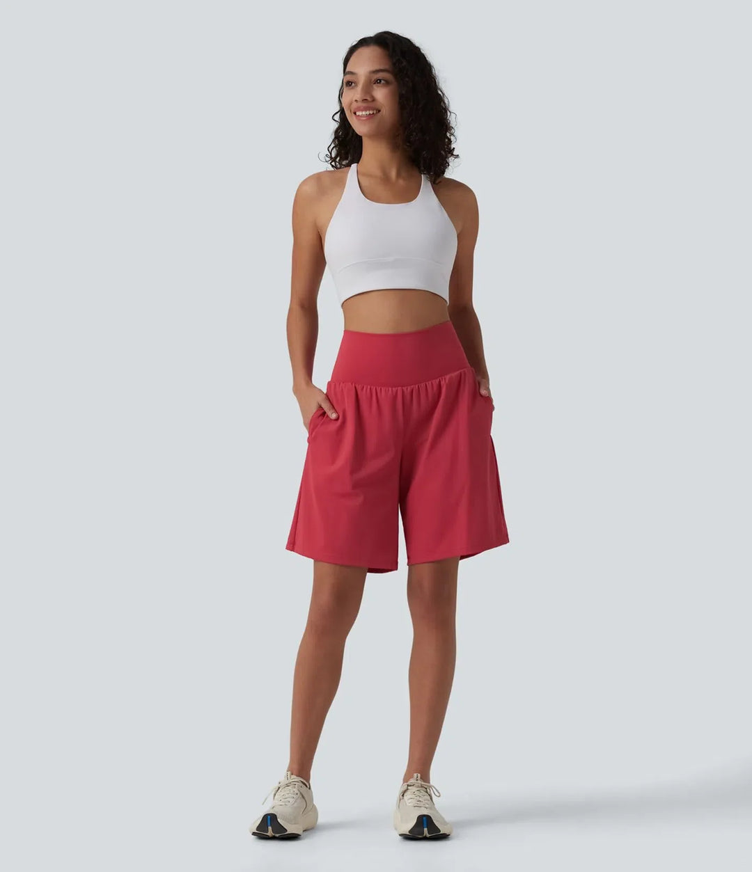 SoftlyZero Airy med extra hög midja 2-i-1 InstantCool yogashorts 9" med fickor