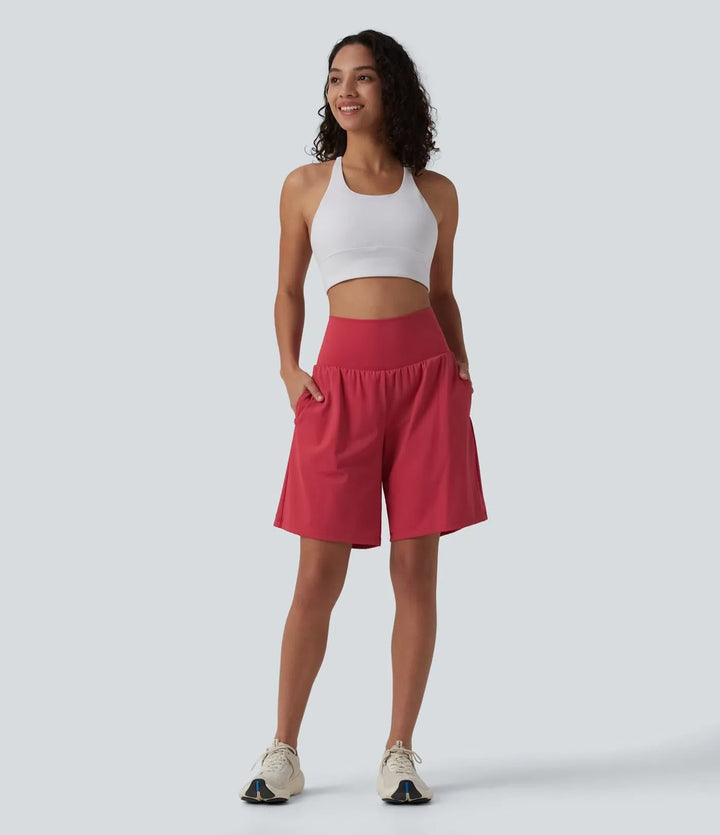 SoftlyZero Airy med extra hög midja 2-i-1 InstantCool yogashorts 9" med fickor