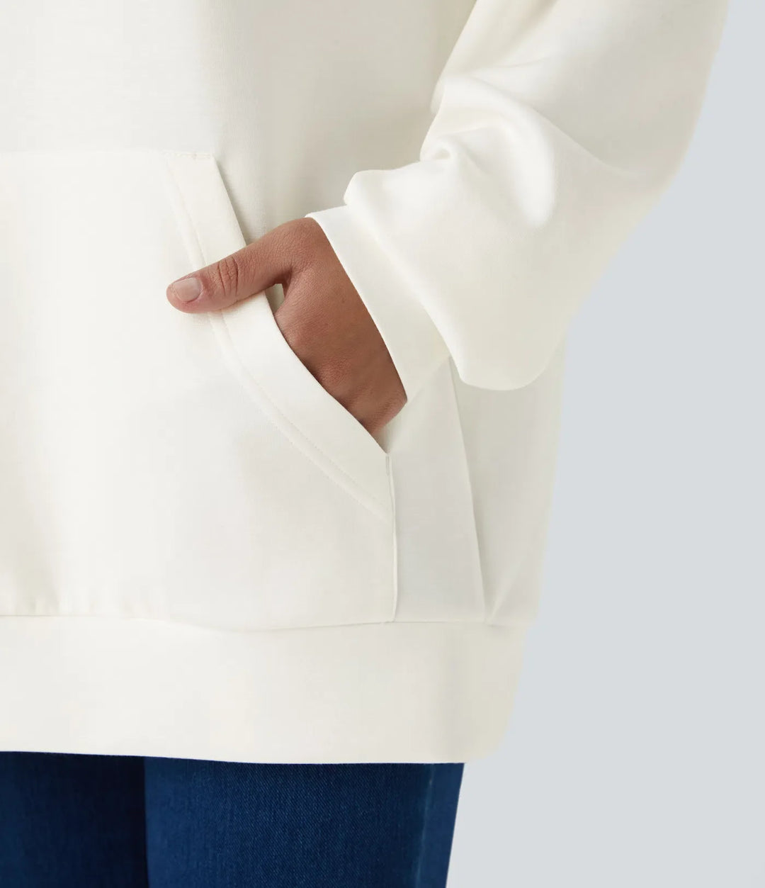 Med huva dragsko långärmad känguruficka crossover vardaglig sweatshirt